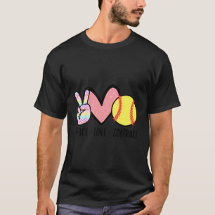 Peace Liebe Softball Niedliches Design für Damen T T-Shirt
