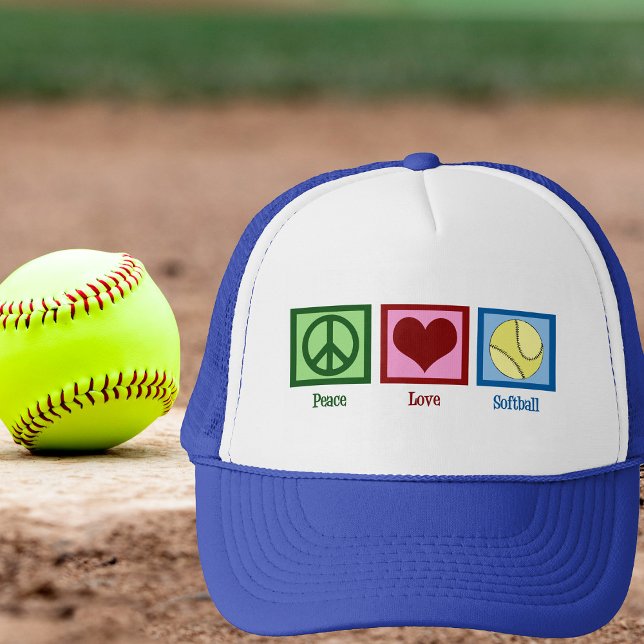 Peace Liebe Softball Player Truckerkappe (Von Creator hochgeladen)