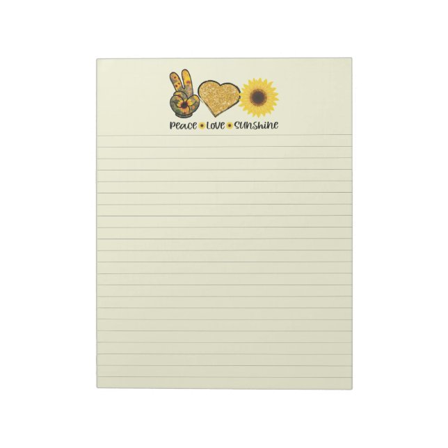 Peace Liebe Sonnenblumen Linken Notepad Notizblock (Rotiert)