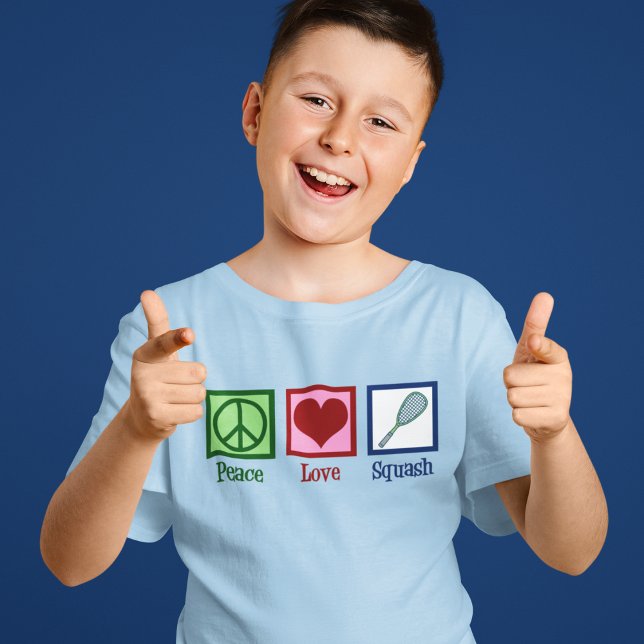 Peace Liebe Squash Racquet Sports Kids T-Shirt (Von Creator hochgeladen)