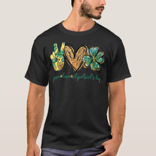 Peace Liebe St Patrick Day Glitzer Herbst Irish Lu T-Shirt