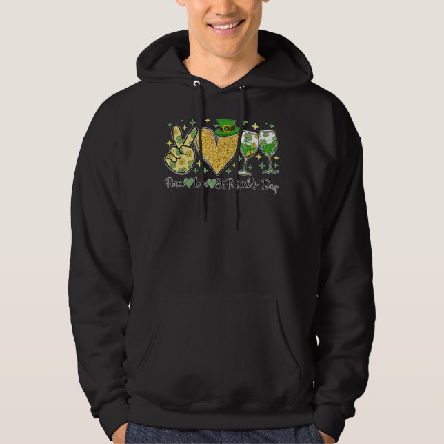 Peace Liebe St Patrick's Day Cheer Drinking Glitze Hoodie (Vorderseite)
