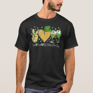 Peace Liebe St Patrick's Day Cheer Drinking Glitze T-Shirt