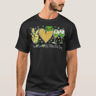 Peace Liebe St Patrick's Day Cheer Drinking Glitze T-Shirt