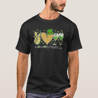 Peace Liebe St Patrick's Day Cheer Drinking Glitze T-Shirt
