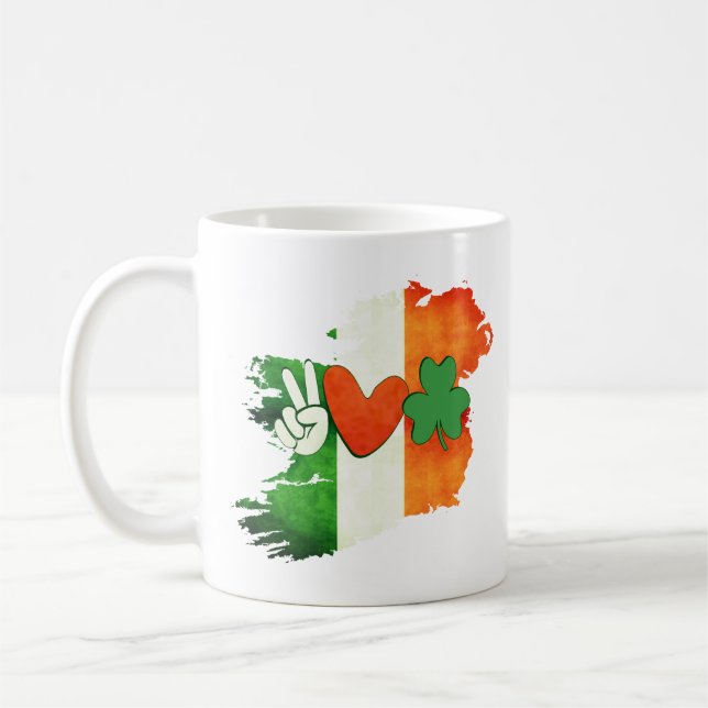 Peace Liebe St. Patrick's Day, Irish Gift Kaffeetasse (Links)