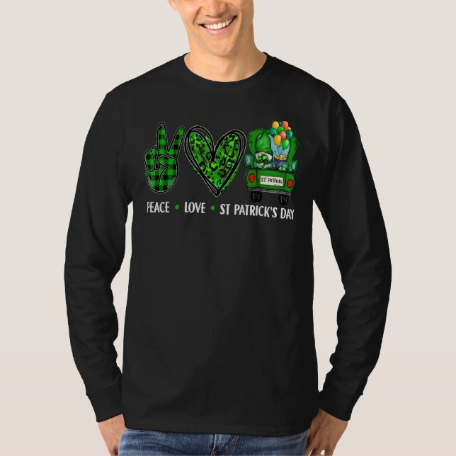 Peace Liebe St Patricks Day Irish Lucky C Kleeblat T-Shirt (Vorderseite)