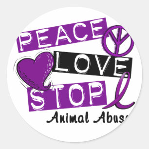 PEACE LIEBE STOP Animal Missbrauch Runder Aufkleber
