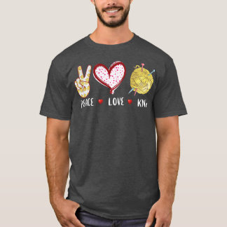 Peace Liebe Strick Geschenk für Frauen, Garn Knitt T-Shirt