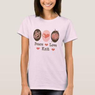 Peace Liebe Strick Knittern T - Shirt