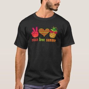 Peace Liebe Summer Cool Groovy Retro Hippie Pineap T-Shirt