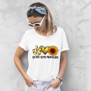 Peace Liebe Sunshine Moderne Sonnenblume Girly Chi T-Shirt