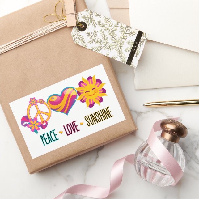 Peace Liebe Sunshine Rechteckiger Aufkleber (Schenken)