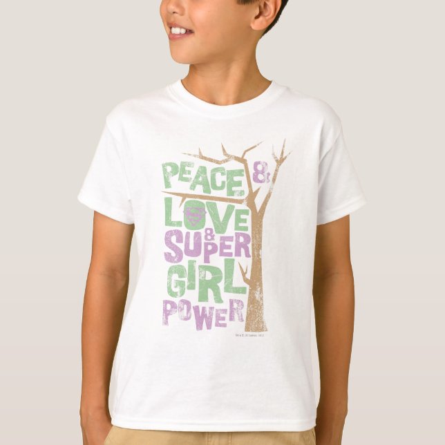 Peace Liebe & Supergirl Power T-Shirt (Vorderseite)