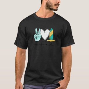 Peace Liebe Surfen Peace Hand Sign Surfen T-Shirt