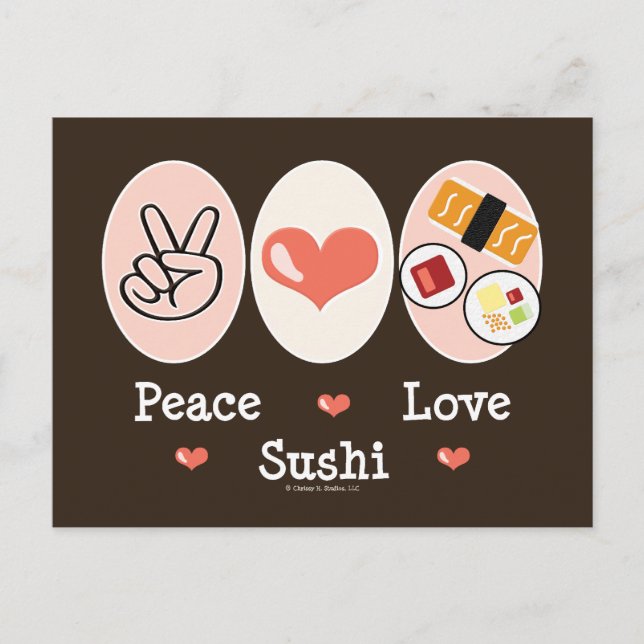 Peace Liebe Sushi Postcard Postkarte (Vorderseite)