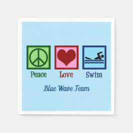 Peace Liebe Swim Team Custom Blue Pool Party Serviette