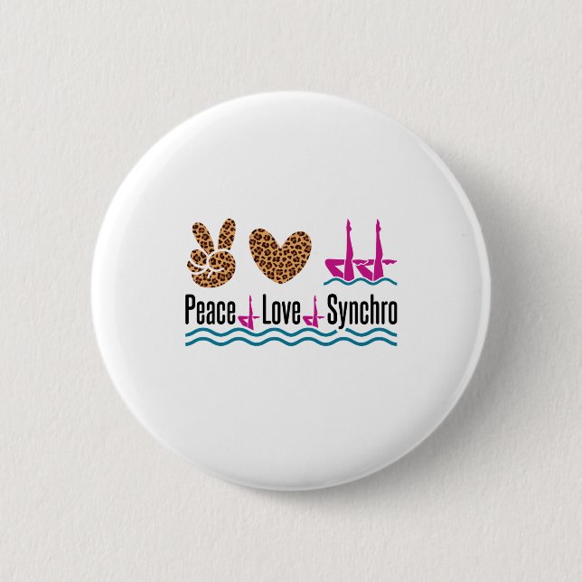 Peace Liebe Synchro Synchro Synchronisation Schwim Button (Vorderseite)