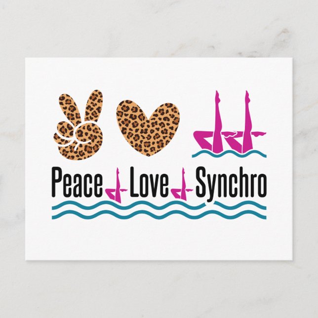 Peace Liebe Synchro Synchro Synchronisation Schwim Postkarte (Vorderseite)