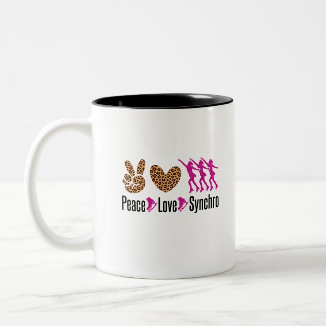Peace Liebe Synchro Synchronized Skaten Zweifarbige Tasse (Links)