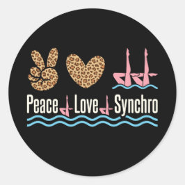 Peace Liebe Synchro Synchronschwimmen Runder Aufkleber
