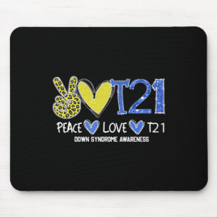 Peace Liebe T21 Blue Yellow Ribbon Down Syndrome A Mousepad