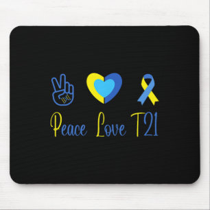 Peace Liebe T21 Blue Yellow World Down Syndrome Da Mousepad