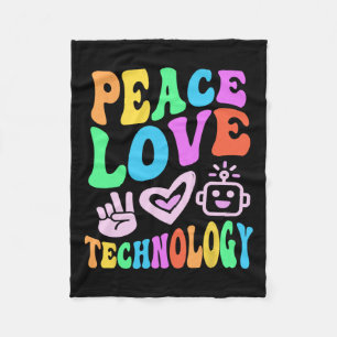 Peace Liebe Technology Retro Computerlehrer Vibes Fleecedecke