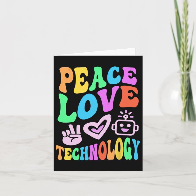 Peace Liebe Technology Retro Computerlehrer Vibes Karte (Vorderseite)