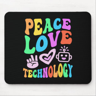 Peace Liebe Technology Retro Computerlehrer Vibes Mousepad