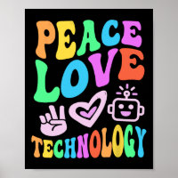 Peace Liebe Technology Retro Computerlehrer Vibes
