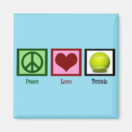 Peace Liebe Tennis Blue Magnet
