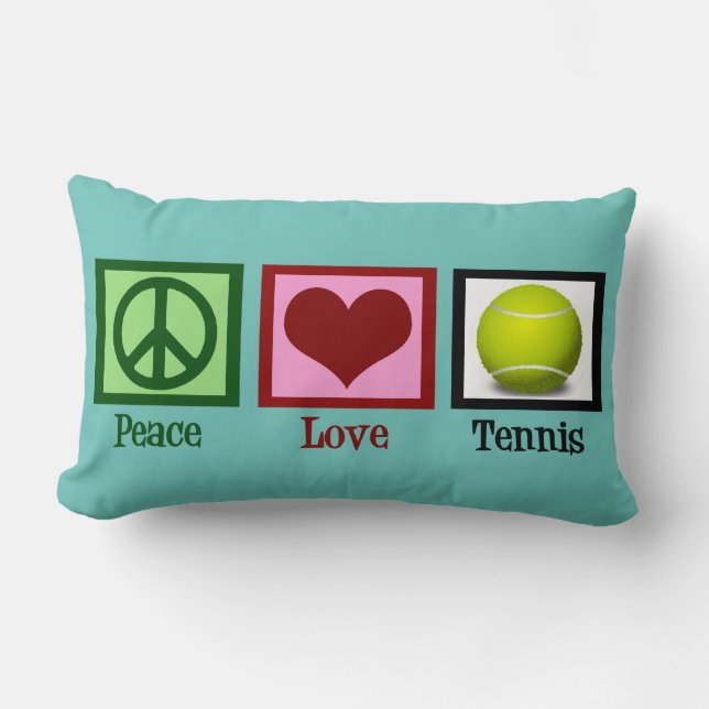 Peace Liebe Tennis Custom Aquamarin Lendenkissen (Vorderseite)