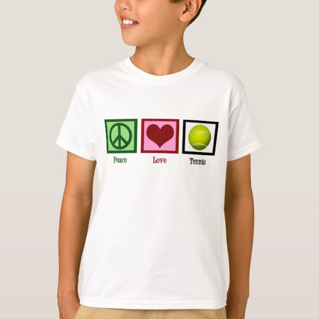 Peace Liebe Tennis Kinder T-Shirt (Vorderseite)