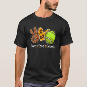 Peace Liebe Tennis Leopard Print Cheetah Pattern T-Shirt