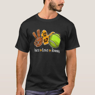 Peace Liebe Tennis Leopard Print Cheetah Pattern T-Shirt