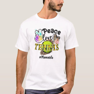 Peace Liebe Tennis Mama Life Mama Oma Leopard T-Shirt