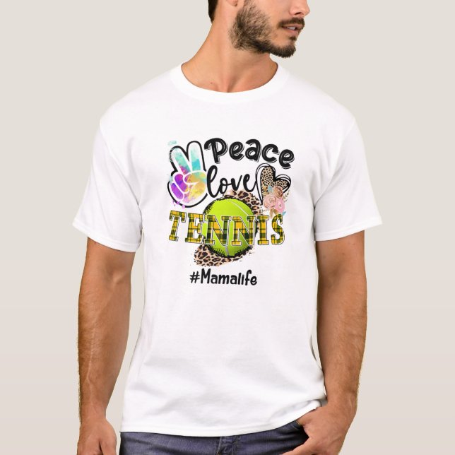 Peace Liebe Tennis Mama Life Mama Oma Leopard T-Shirt (Vorderseite)