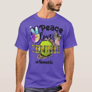 Peace Liebe Tennis Nene Life Mama Oma Leopard T-Shirt