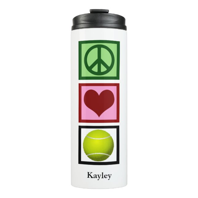 Peace Liebe Tennis Player Niedlich Personalisiert Thermosbecher (Vorderseite)