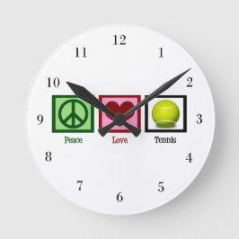 Peace Liebe Tennis Runde Wanduhr