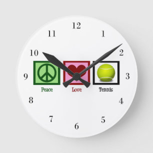 Peace Liebe Tennis Runde Wanduhr