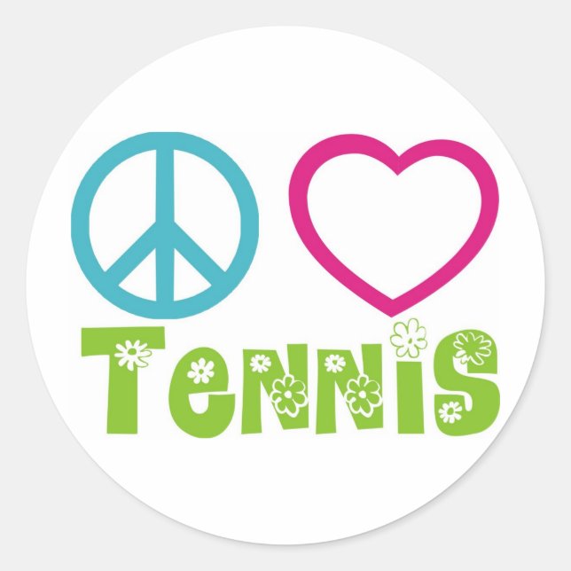 Peace Liebe Tennis Runder Aufkleber (Vorderseite)