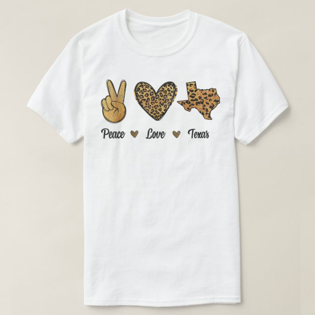 Peace Liebe Texas Leopard Flag Karte Souvenirs für T-Shirt (Design vorne)