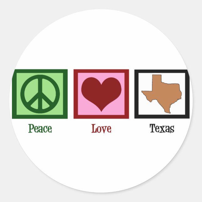 Peace Liebe Texas Runder Aufkleber (Vorderseite)