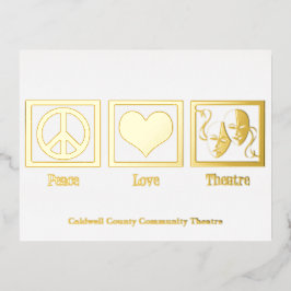 Peace Liebe Theater Company Custom Christmas Gold Folien Feiertagspostkarte