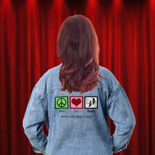 Peace Liebe Theater Niedliches Drama Club Jeansjacke