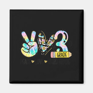 Peace Liebe Third Grade Fun Gefärbte Krawatte Stud Magnet