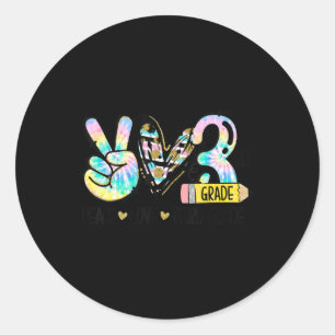 Peace Liebe Third Grade Fun Gefärbte Krawatte Stud Runder Aufkleber
