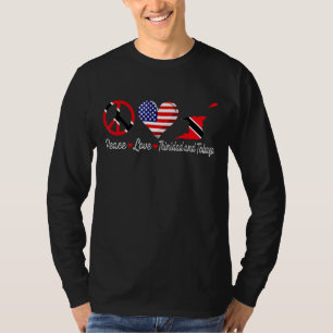 Peace Liebe Trinidad und Tobago Flag Karte T-Shirt